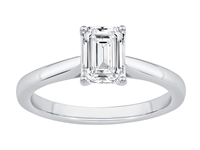 LAB Emerald cut 14kt hvid 1.00ct w/Si